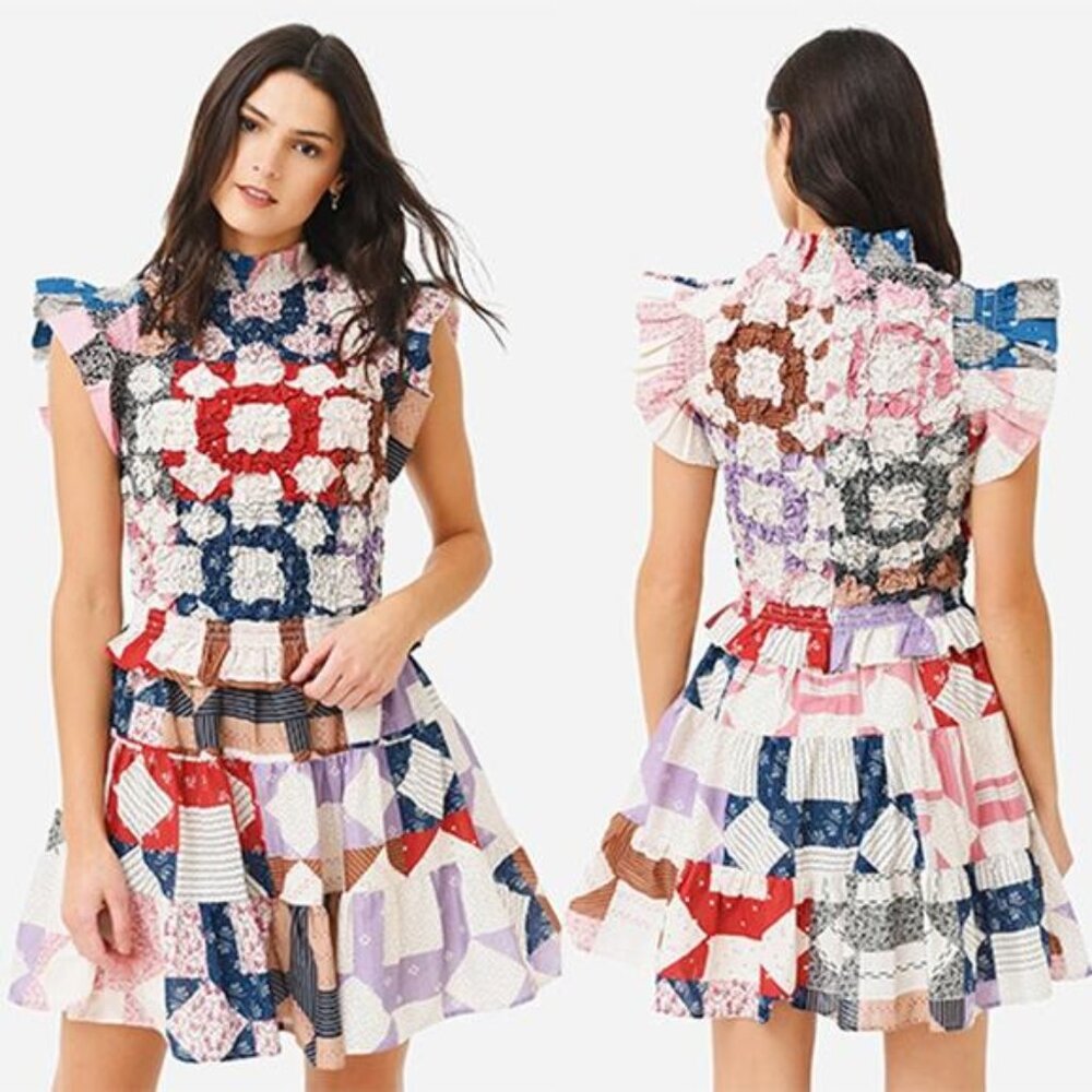NWT Sea New York Nohr Quilt Wool Tunic Multicolor Mini Dress Size: Small